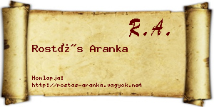 Rostás Aranka névjegykártya
